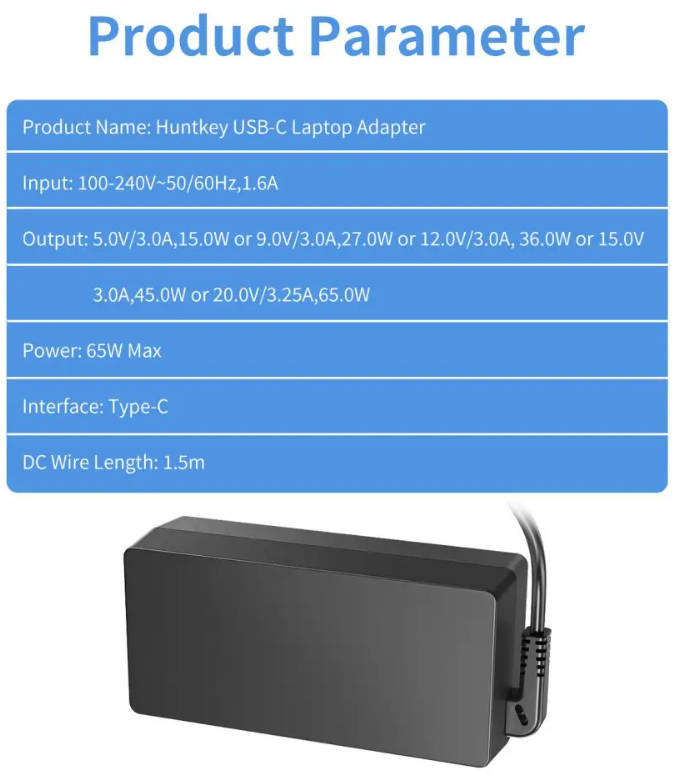 Huntkey PD Universal Type-C 65W Adapter