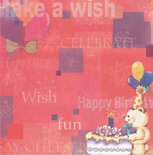 Paper - 12'x12" Glitter Range - Birthday - MAKE A WISH