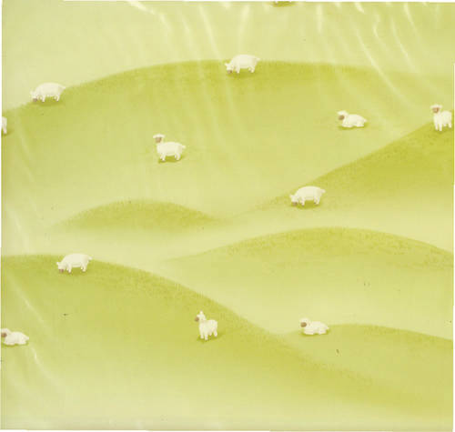 AMERICAN TRADITIONAL DESIGNS, BABY SHEEP, SCRAPBOOK PAPER, GREEN