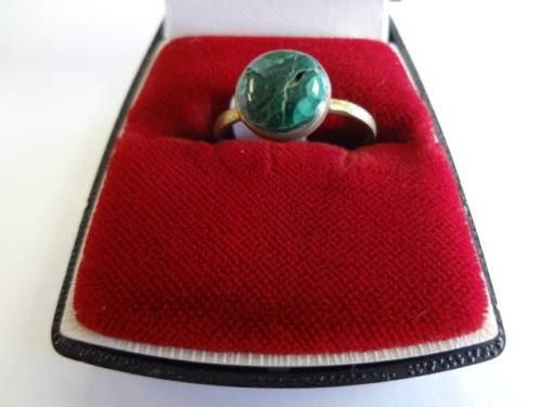 Malachite and brass ring size " O " - @ CRAZY R1 start