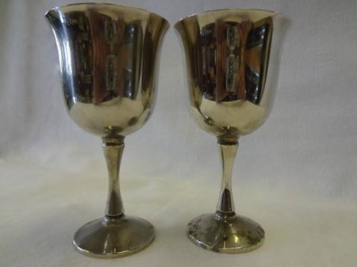 Pair of silver plated goblets as per photo