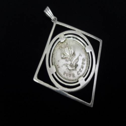 1975 Rhodesia 5c in Sterling Silver Pendant as per photo