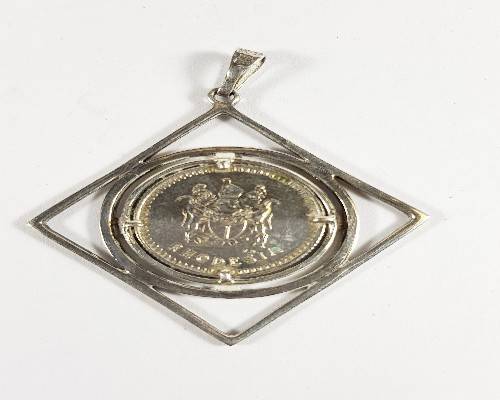 1975 Rhodesia 5c in Sterling Silver Pendant as per photo