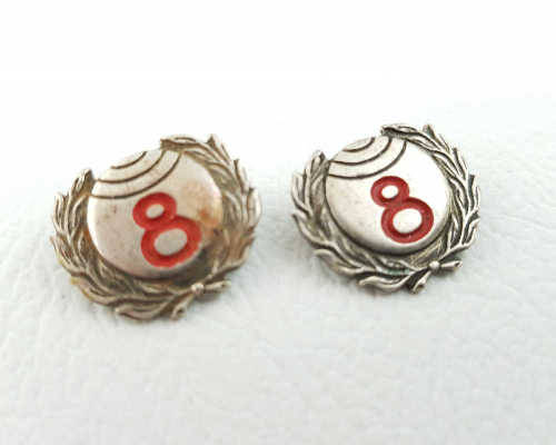 Pair of Lawn Bowls Badges No: 8 as per photo