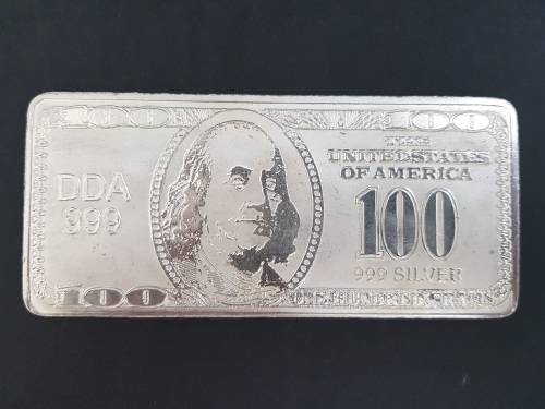 USA  100 Dollar Silver Bar 100g as per scan