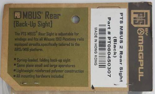 Magpul MBUS Rear Back Up Sight, Sealed