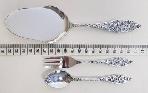 Elwezetta Chrome Plated Cake Lifter, 6 Teaspoons & 6 Cake Forks in box as per photo