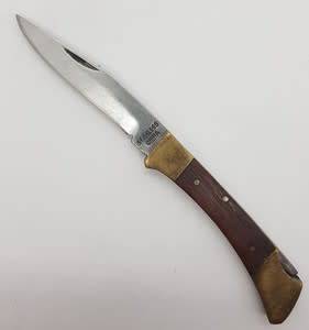 Stainless Steel, Wood and Brass Pocket Knife as per photo
