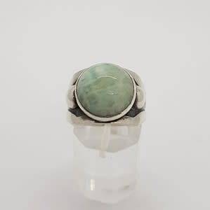 925 Sterling Silver Vintage Design Ring with Larimar Stone weight 11g
