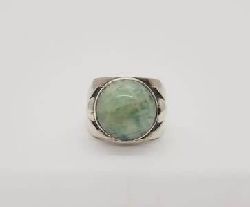 925 Sterling Silver Vintage Design Ring with Larimar Stone weight 11g