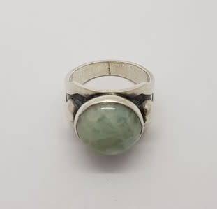 925 Sterling Silver Vintage Design Ring with Larimar Stone weight 11g