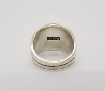 925 Sterling Silver Vintage Design Ring with Larimar Stone weight 11g