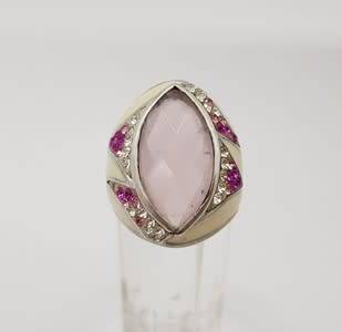 925 Sterling Silver Ladies Ring with Pink Stone weight 9.1g as per photo