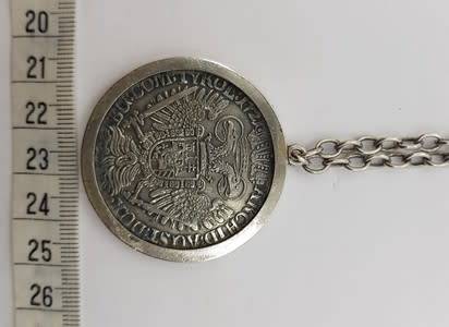 Austria Holy Roma Empire Karl VI Emperor 1711-1740 Coin Pendant and Chain weight 54.3g  as per photo