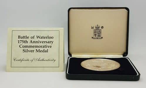 Battle of Waterloo 175th Anniversary Silver Medal 153g 925 silver as per photo