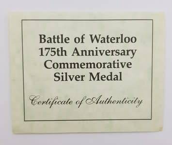 Battle of Waterloo 175th Anniversary Silver Medal 153g 925 silver as per photo