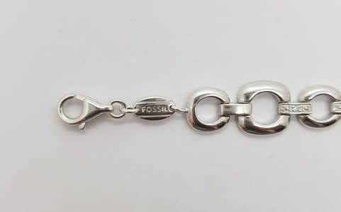 925 Sterling Silver Fossil Bracelet weight 14.7g as per photo