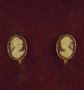Vintage Gold Plated Cameo Clip-On Earrings as per photo