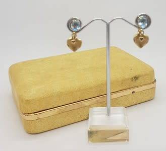 Vintage 14k Gold Overlay Screw Back Earrings with Aquamarine Stones as per photo