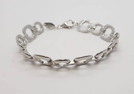 925 Sterling Silver Fossil Bracelet weight 14.7g as per photo