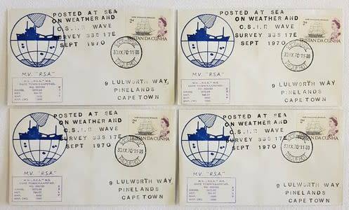 RSA Baquebot FDC- Posted at Sea on Weather and C.S.I.R. wave survey 1970 - as per photo