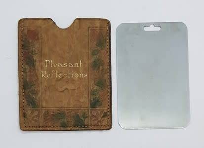 Pleasant Reflections stainless steel mirror in leather bag