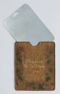 Pleasant Reflections stainless steel mirror in leather bag