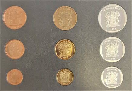 1999 South Africa Strelitzia (bird of paradise) Proof Coin Set as per photo