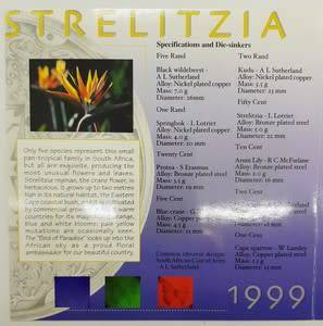 1999 South Africa Strelitzia (bird of paradise) Proof Coin Set as per photo