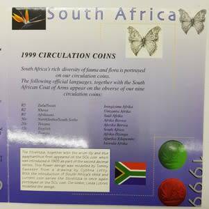 1999 South Africa Strelitzia (bird of paradise) Proof Coin Set as per photo