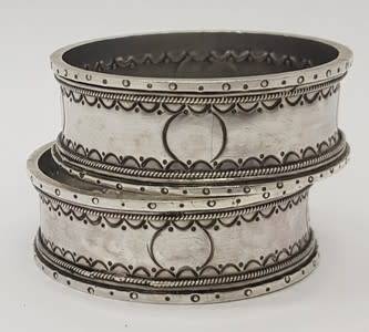 Pair of Antique Napkin Rings in original box 800 silver weight 35g as per photo