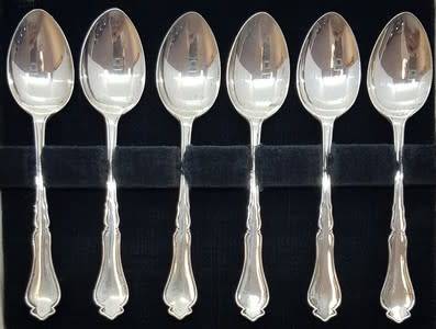 Set of 6 Hallmark Silver spoons in box weight 51,6g - as per photo