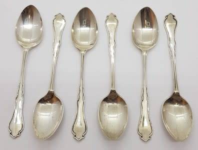 Set of 6 Hallmark Silver spoons in box weight 51,6g - as per photo