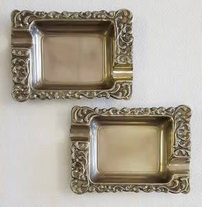 Pair of Silver plated ashtrays - as per photo