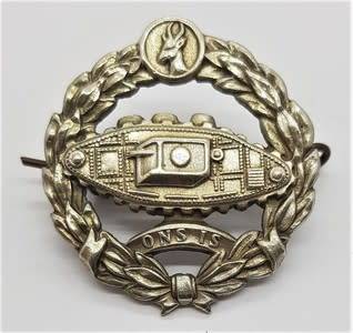 WWII Tank Corp SA Beret badge,  pair of shoulder titles and buttonhole badge - as per photo