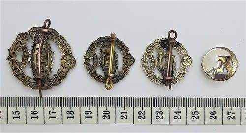 WWII Tank Corp SA Beret badge,  pair of shoulder titles and buttonhole badge - as per photo