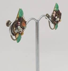 Vintage Pair of Costume Jewelry Clip-On Earrings - as per photo