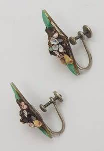 Vintage Pair of Costume Jewelry Clip-On Earrings - as per photo