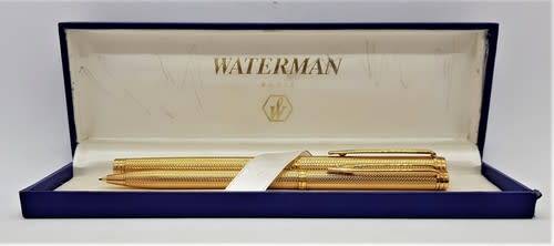 Waterman Paris 18ct Gold -Tipped Fountain Pen and Pencil Set in box - as per photo