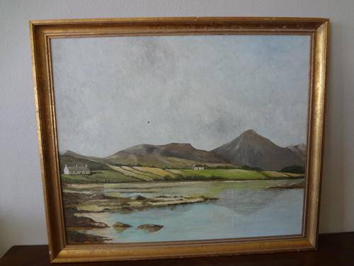 Oil painting on board by L.Burke as per photo