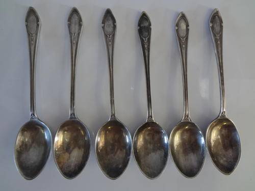 Silver-plated teaspoons, set of 6, as per scan