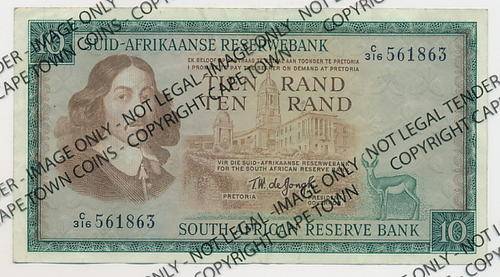 De Jongh R10 Banknote in decent condition as per scan