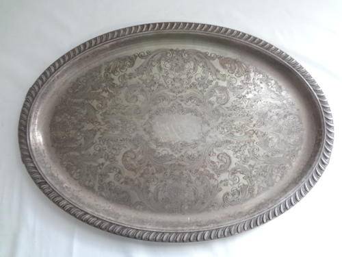Silver plated tray - handles broken - 47 x 32cm - R1 AUCTION