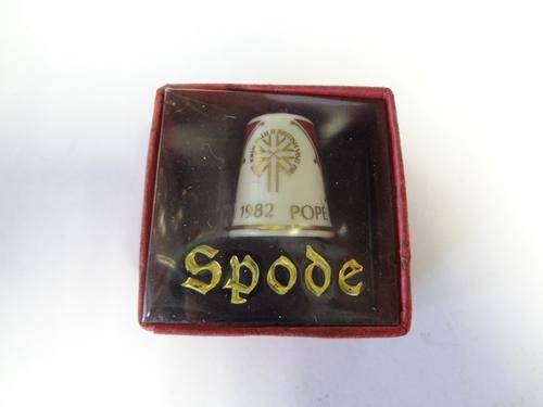 SPODE Pope John Paul II British visit thimble in box - as per photo
