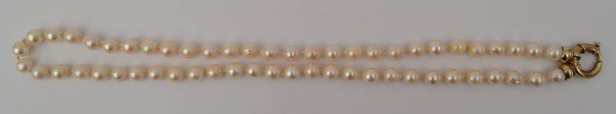9k Gold Vintage String of Pearls 50cm weight 27g as per photo