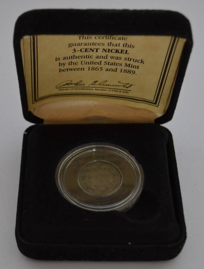 1866 USA 3 cent Nickel coin in box as per photo