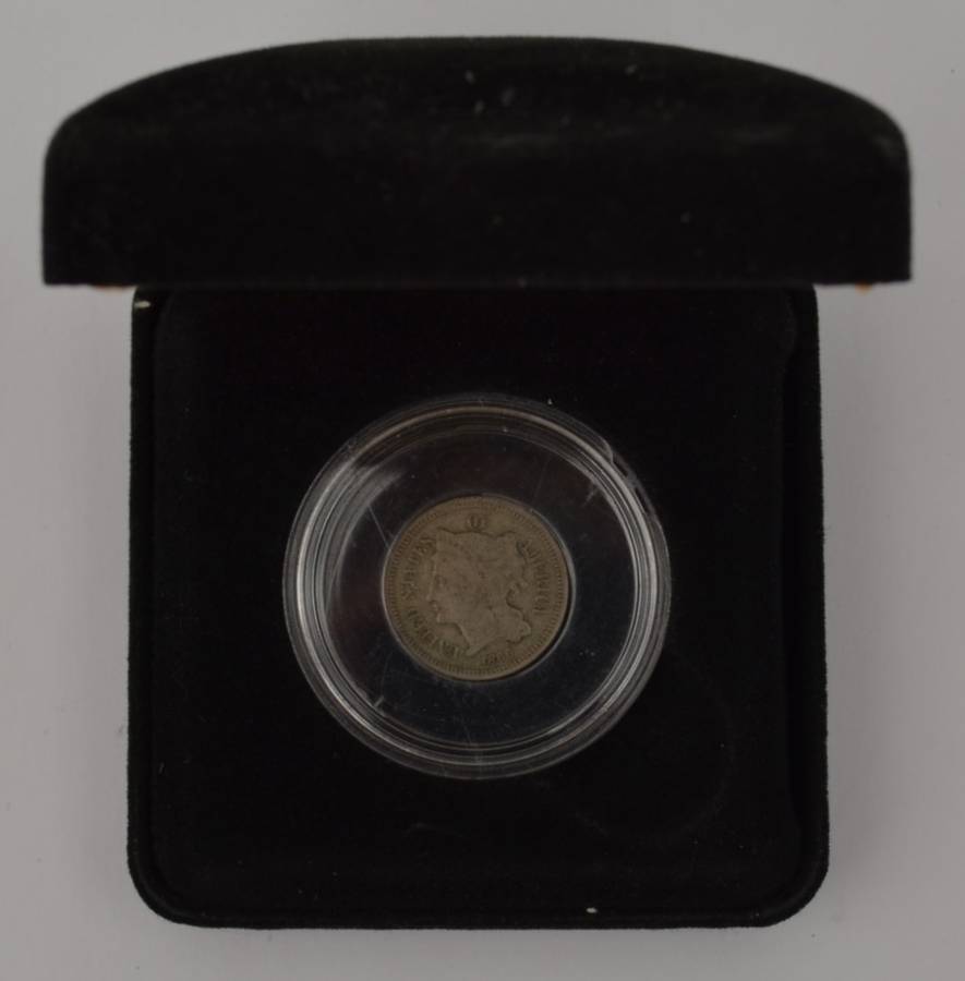 1866 USA 3 cent Nickel coin in box as per photo