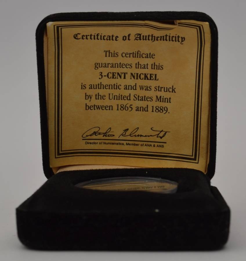 1866 USA 3 cent Nickel coin in box as per photo