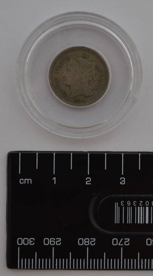 1866 USA 3 cent Nickel coin in box as per photo