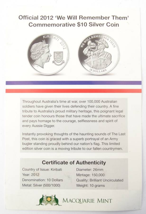 Australian Silver $10 Medallion weight 10g as per photo